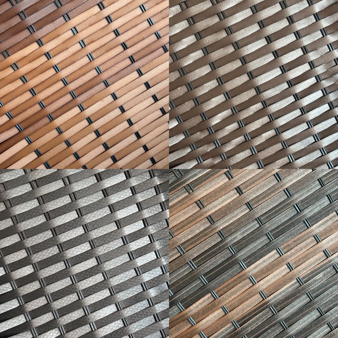 Tramas de fibra sintética em diferentes cores